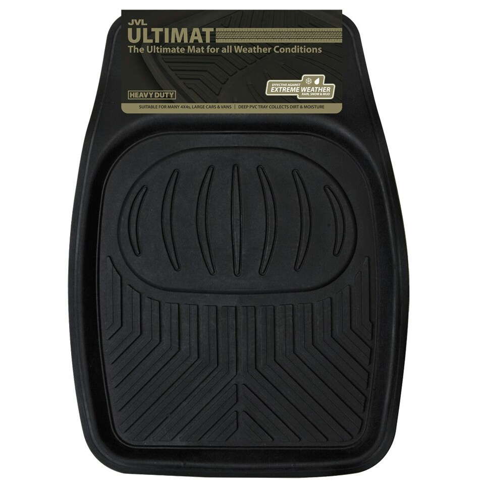 image 1 of JVL Rubber Single Car Mat Tray, Universal - Pack of 2 - Black