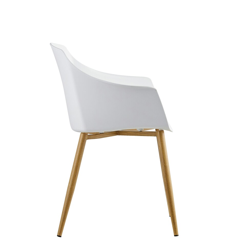 image 1 of Set of 2 Eden Modern Dining Chairs, Faux Leather Padded Cushion & Solid Wooden Legs White