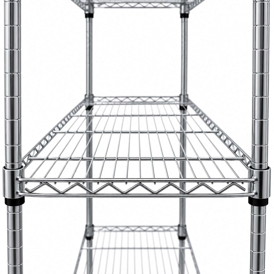 image 1 of 4 Tier Heavy Duty Steel Wire Rack Kitchen Storage Unit with Wheels | Silver