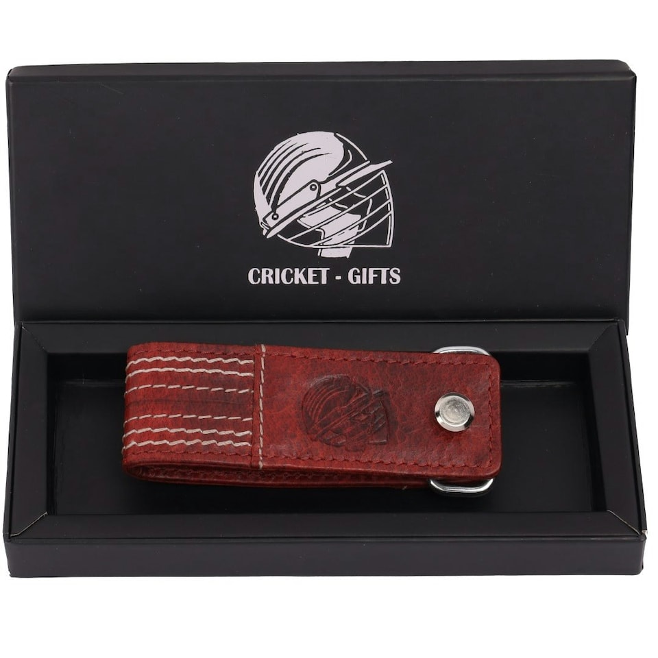 image 1 of CRICKET-GIFTS - Buffalo Leather Screw Key Chain | Luxurious & Durable | Ideal for Cricket Enthusiasts | Secure & Elegant Metal Clasp