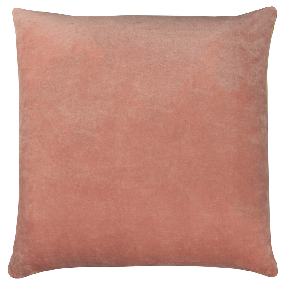 image 1 of Furn Tanda Velvet Cushion, Pink/Ochre, 50 x 50cm
