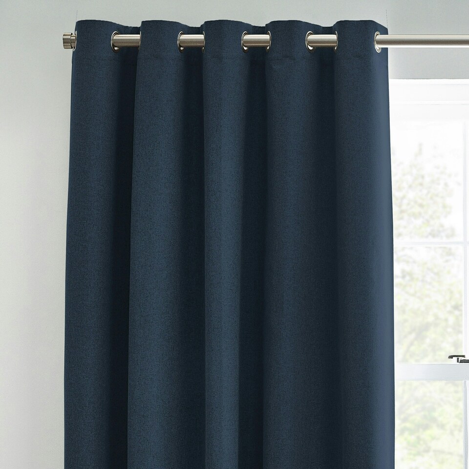 image 1 of furn. Dawn Blackout Midnight Eyelet Curtains (W)117cm x (D)137cm | Multi