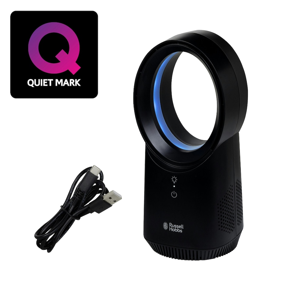 image 1 of Russell Hobbs RHBLDLUSB25B Compact Wireless Desk Fan in Black
