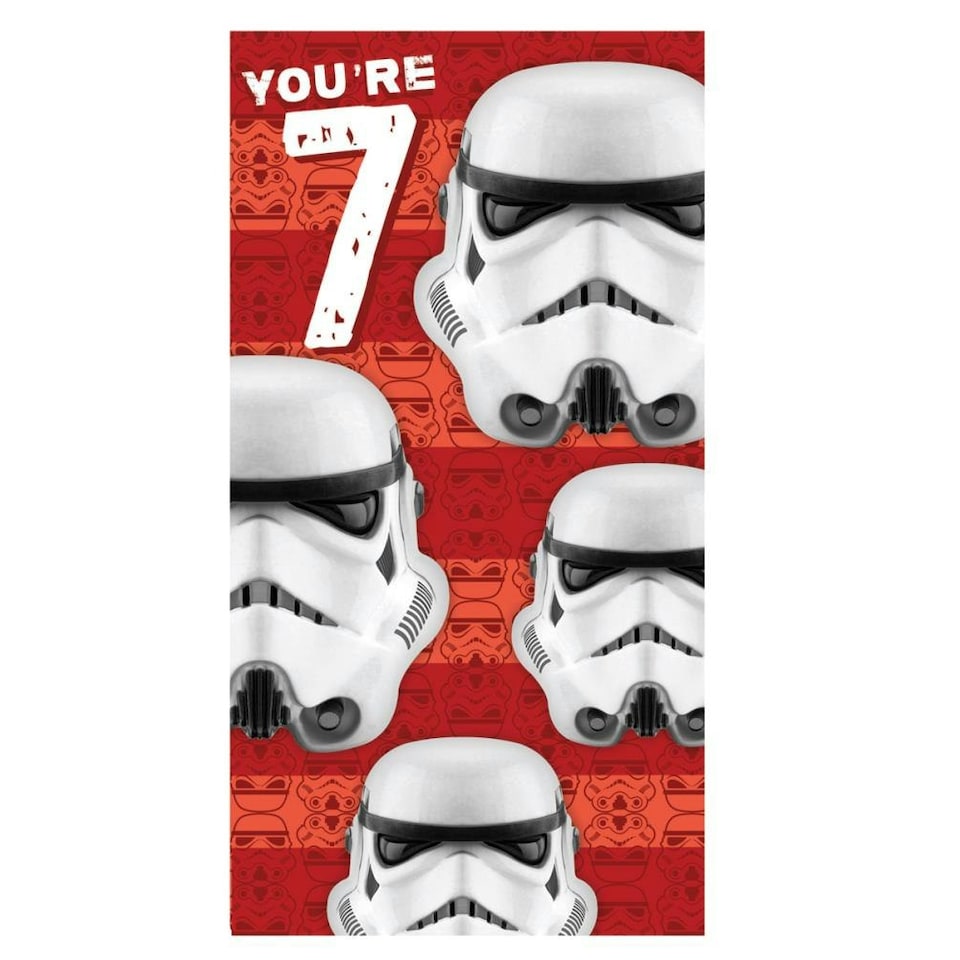 Star Wars Stormtrooper 7th Birthday Greetings Card - Red/White/Black - One Size