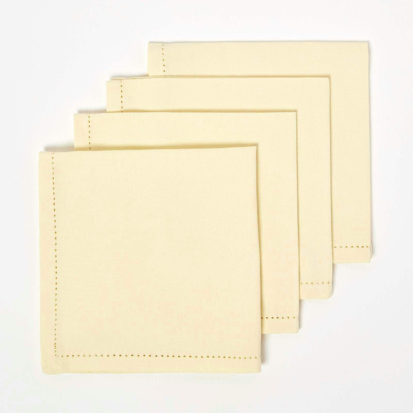 Homescapes Cotton Fabric 4 Napkins Set in Cream