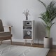image 2 of 2-Tier Cube Display Cabinet with Scandinavian Legs | White | White & Pine | 1