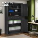 image 8 of Filing Cabinet Cosmo - 2 drawers, 5 adjustable shelves, 180 x 80 x 40 cm Black