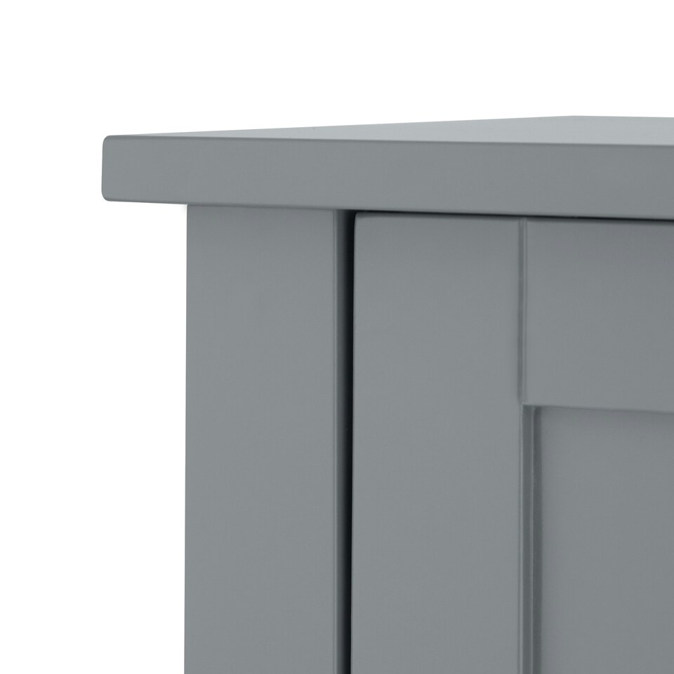 image 1 of Teamson Home Mercer Mid Century Modern Bathroom Linen Tower Storage with Two Doors, Gray