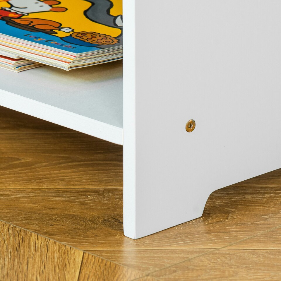 image 1 of HOMCOM 3 Pcs Kids Table & Chairs Set Toddler Furniture w/ Storage Drawers White | White