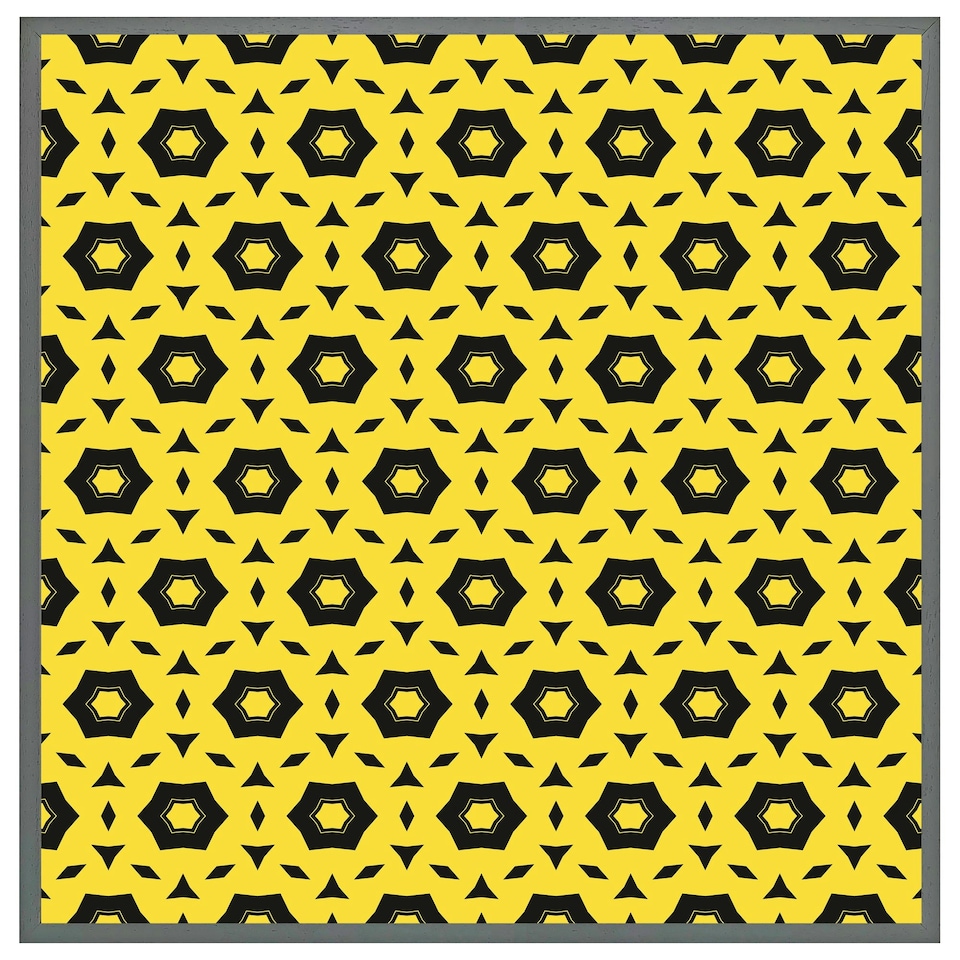 image 1 of Yellow & black geometric pattern (Picture Frame) Brown | M