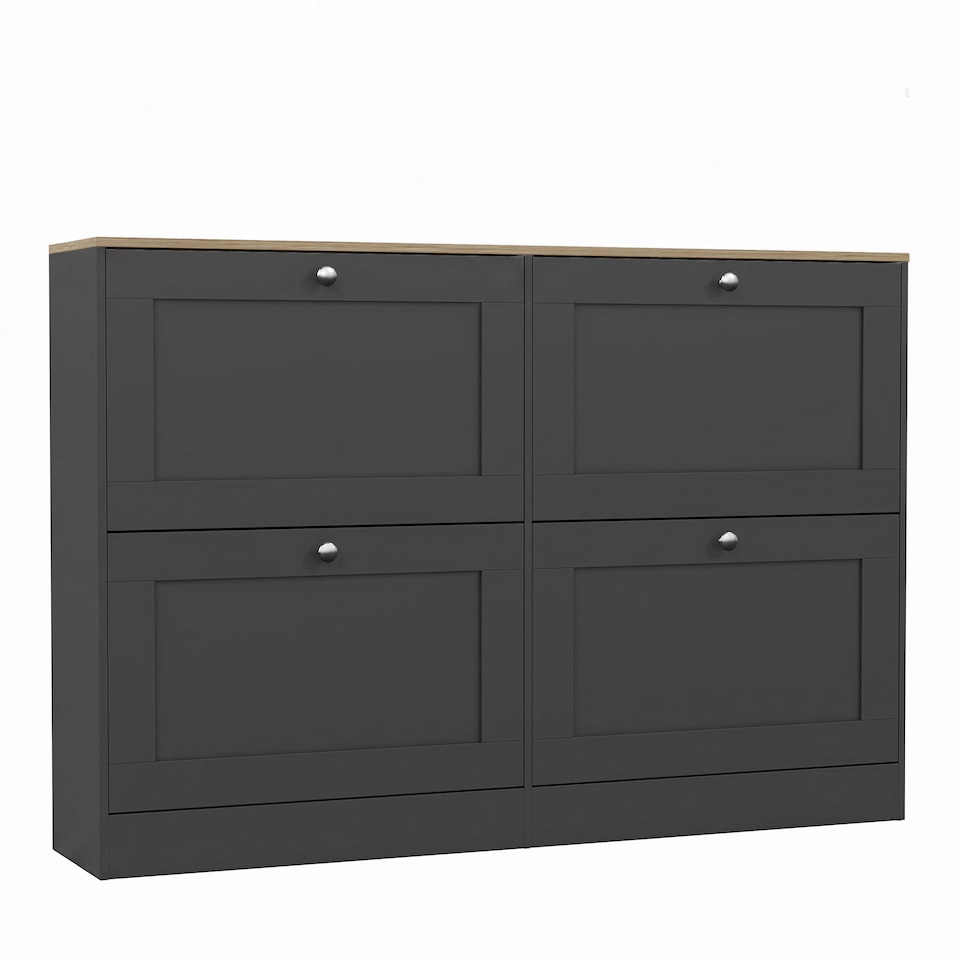 image 1 of Vida Designs Altino 4 Drawer Hallway Shoe Cabinet Storage Organiser Unit - Charcoal Grey & Oak