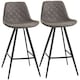 image 1 of HOMCOM Set Of 2 Bar Stools Vintage Microfiber Cloth Tub Seats Padded Steel Grey