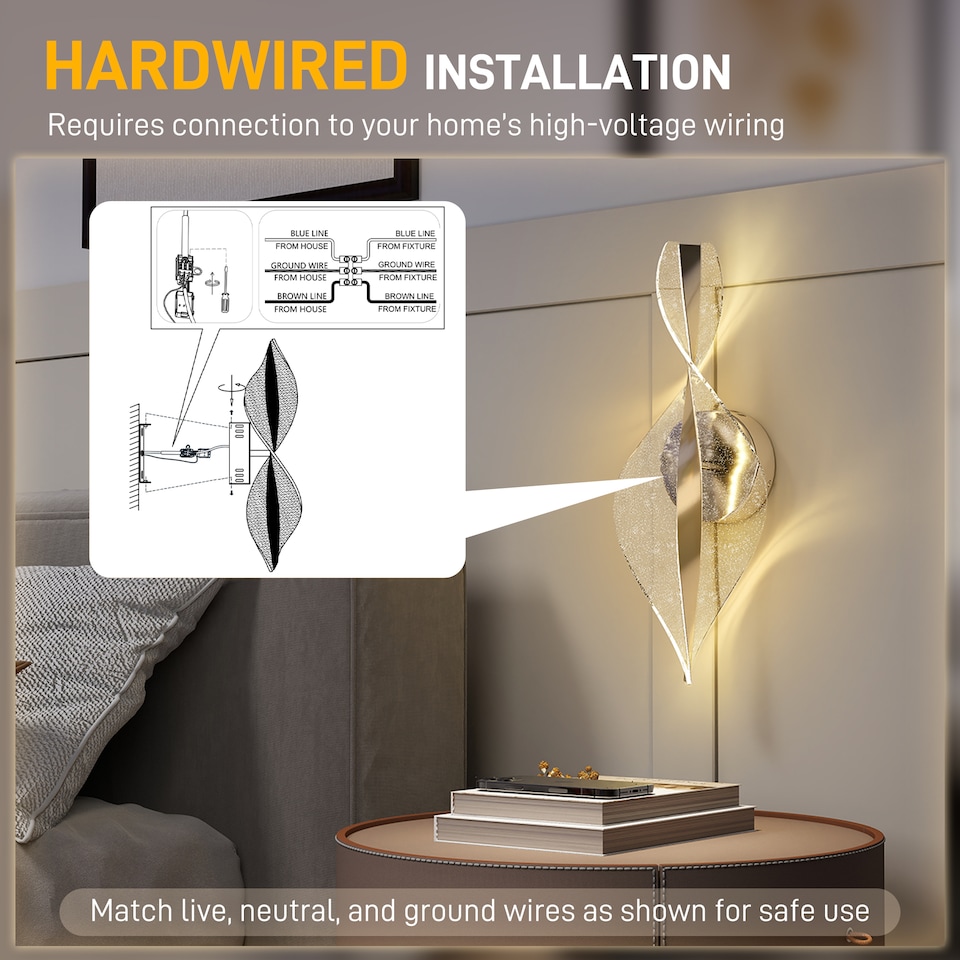 image 1 of HOMCOM Led Wall Lamp 2 Pack, 13W Modern Indoor Spiral Wall Light, Colour Temperature Adjustable 3000K4000K6500K, for Bedroom, Living Room, Hallway, Stairs, Silver Tone