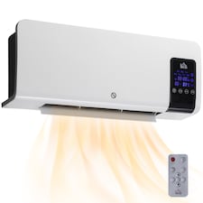 HOMCOM Electric Heater, 2000W Wall Mounted Ceramic Space Heater with Remote Control, 2 Modes, Timer, Oscillation, Overheat Protection for Home, White