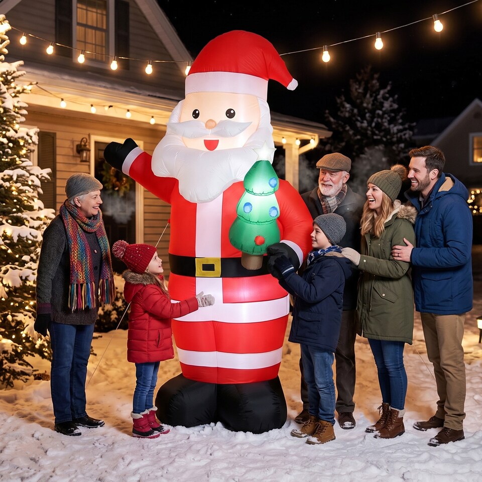image 1 of Outsunny 8FT Inflatable Christmas Decoration with Bright LED Light, Red