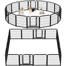 Yaheetech 16-Panel Metal Dog Playpen, 60 × 60 cm Black