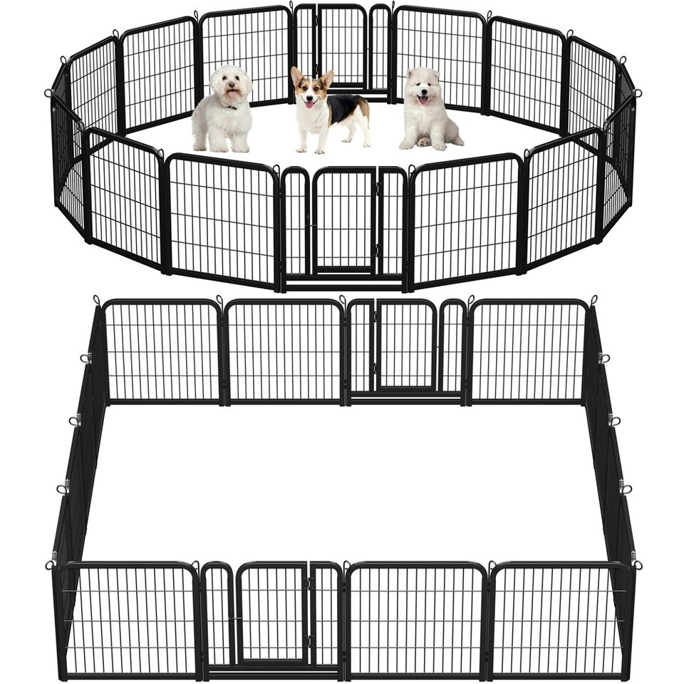 image 1 of Yaheetech 16-Panel Metal Dog Playpen, 60 × 60 cm Black