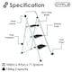 image 7 of Foldable 3 Step Ladder Stepladder Non Slip Tread Safety Steel | White