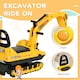 image 3 of HOMCOM Kids Ride On Toy Digger Excavator Toy Tractors Walker Toddler Truck Basket Storage For Boys Girls 18-48 Months Yellow NO POWER