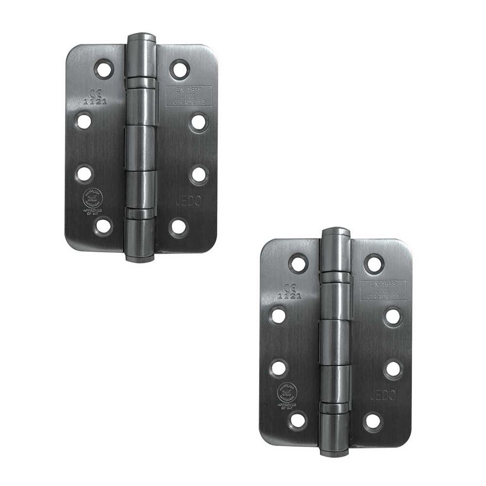 2 PACK Premium Grade 13 Radiused Ball Bearing Hinges 102x76x3mm Satin Stainless Steel - 30/60 Fire Door Hinge
