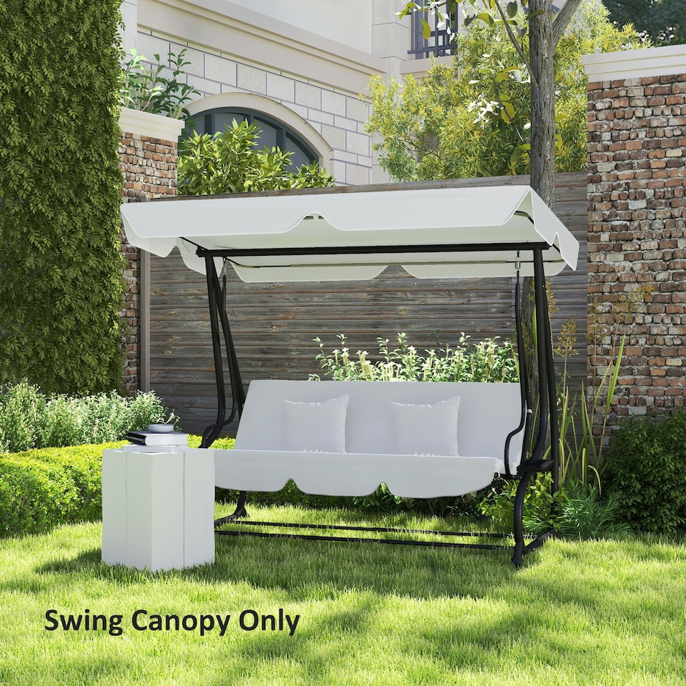 image 1 of Outsunny Waterproof Garden Swing Canopy Replacement 3 Seater, Light Grey Black