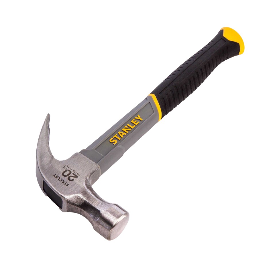 image 1 of Stanley STHT0-51310 Curved Fibreglass Claw Hammer | Silver | Silver/Yellow/Black | 450g | 1