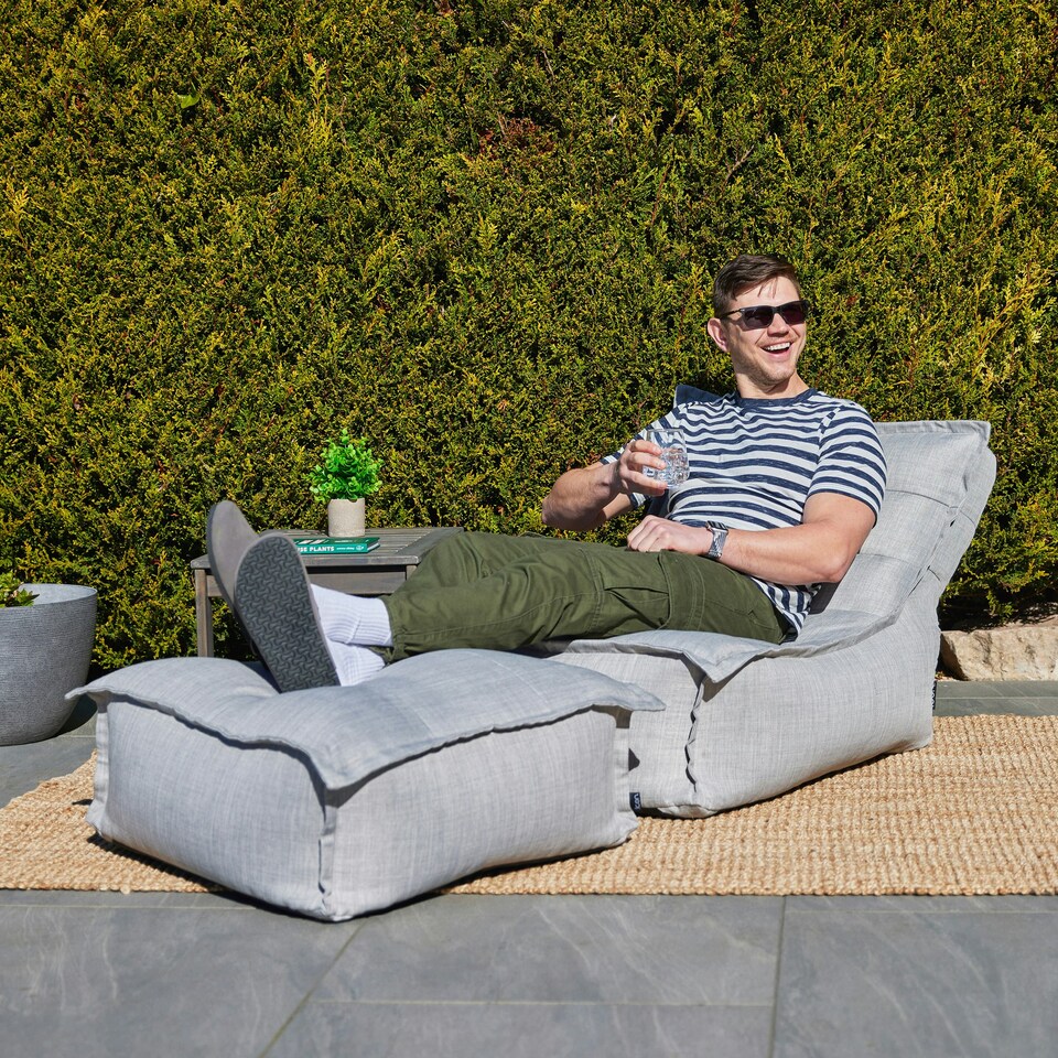 image 1 of icon Dolce Indoor Outdoor Bean Bag Lounger and Footstool Grey Patio Chairs Grey