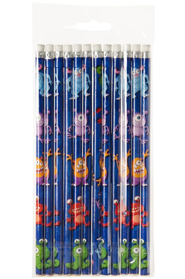 image 1 of Pack of 12 Monster Design Pencils with Eraser