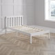 image 7 of Single Pine Solid Wood Bed 3ft White Low End Slatted Base Furniture Headboard