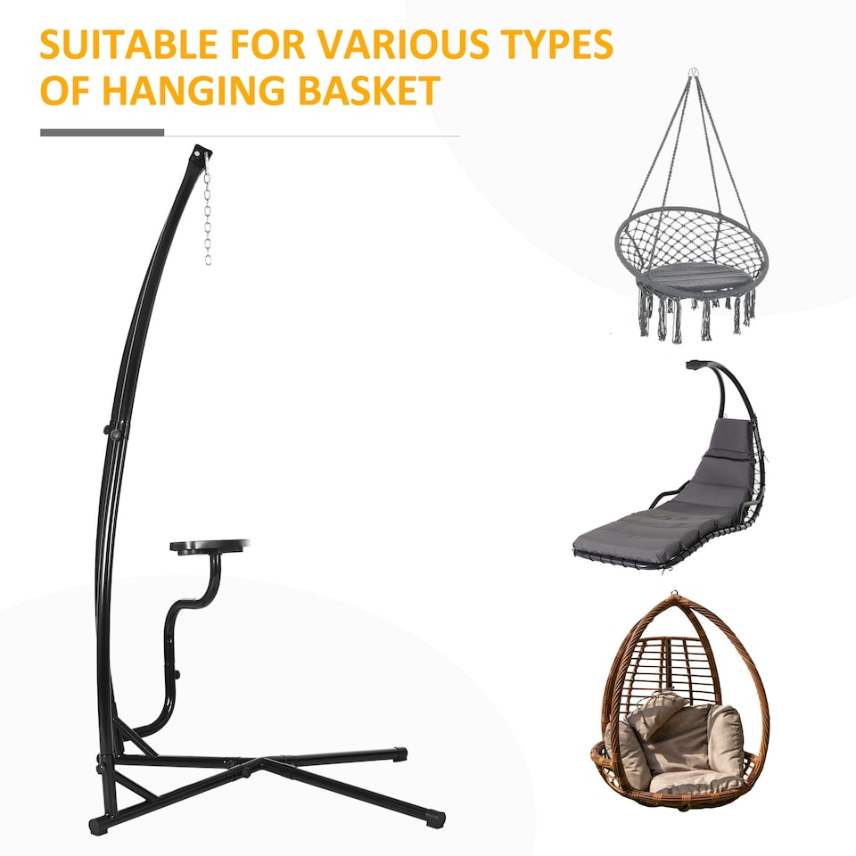 image 1 of Outsunny Hammock Chair Stand Only Heavy Duty Metal C-Stand Indoor or Outdoor 