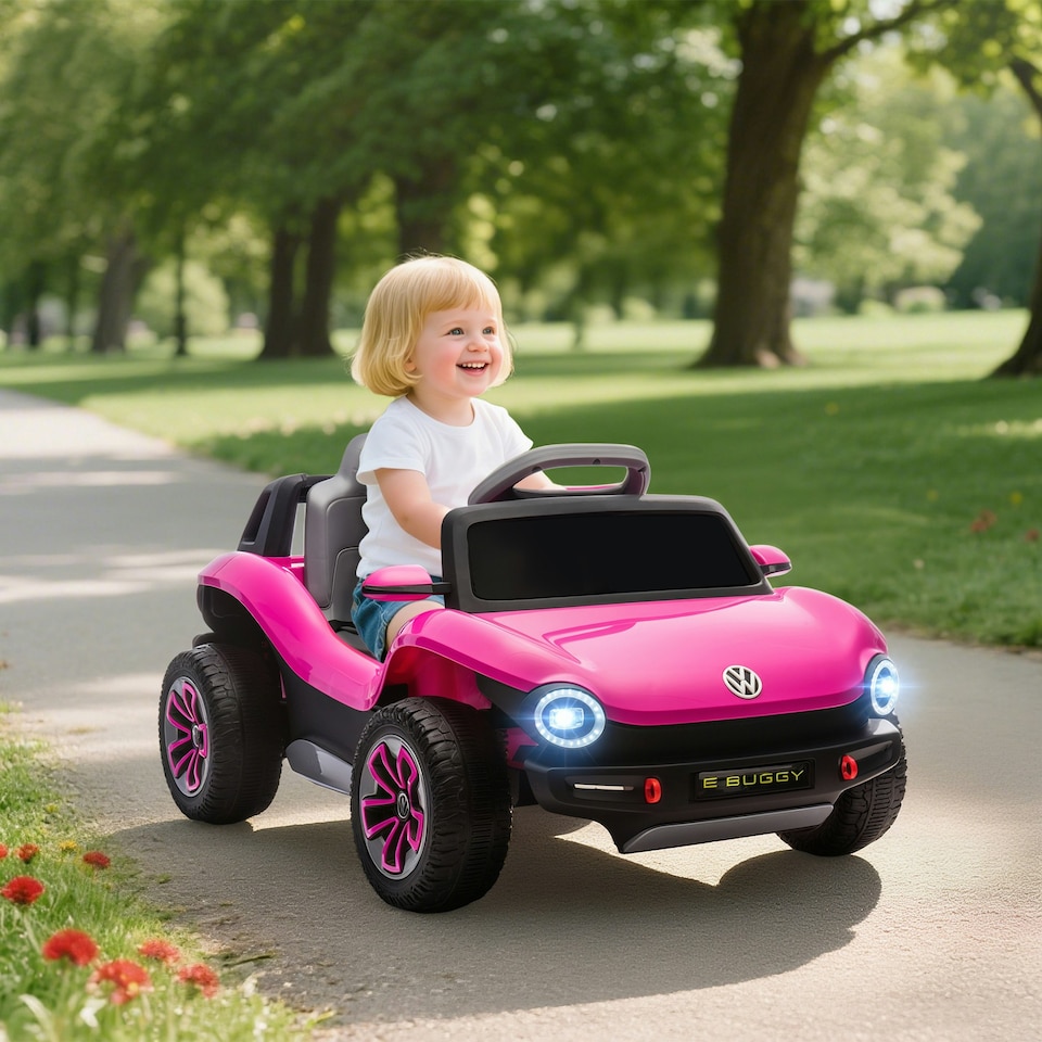 image 1 of AIYAPLAY Volkswagen Licensed Kids Electric Car w/ Remote, Suspension, Pink