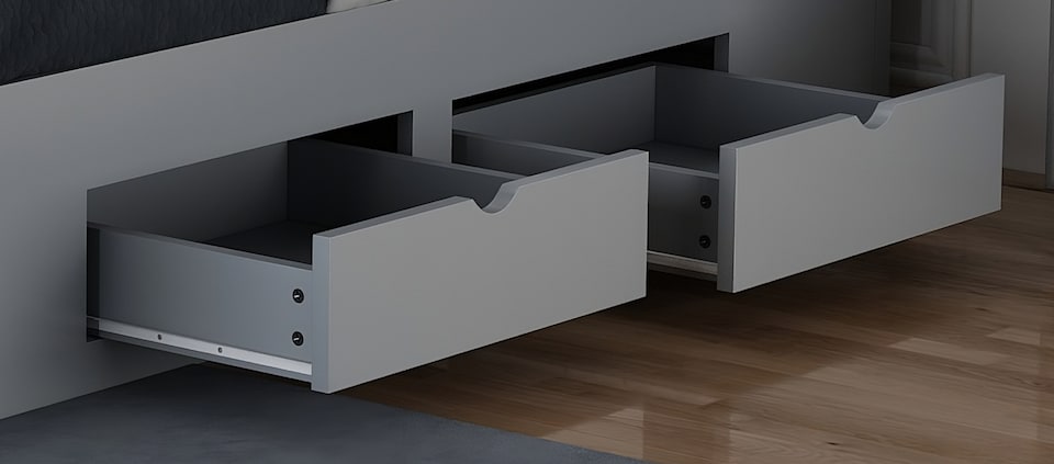 image 1 of 4ft6 Double 4 drawer storage, Solid,strong,grey painted wood bed frame.Wooden bedstead | Grey | Double