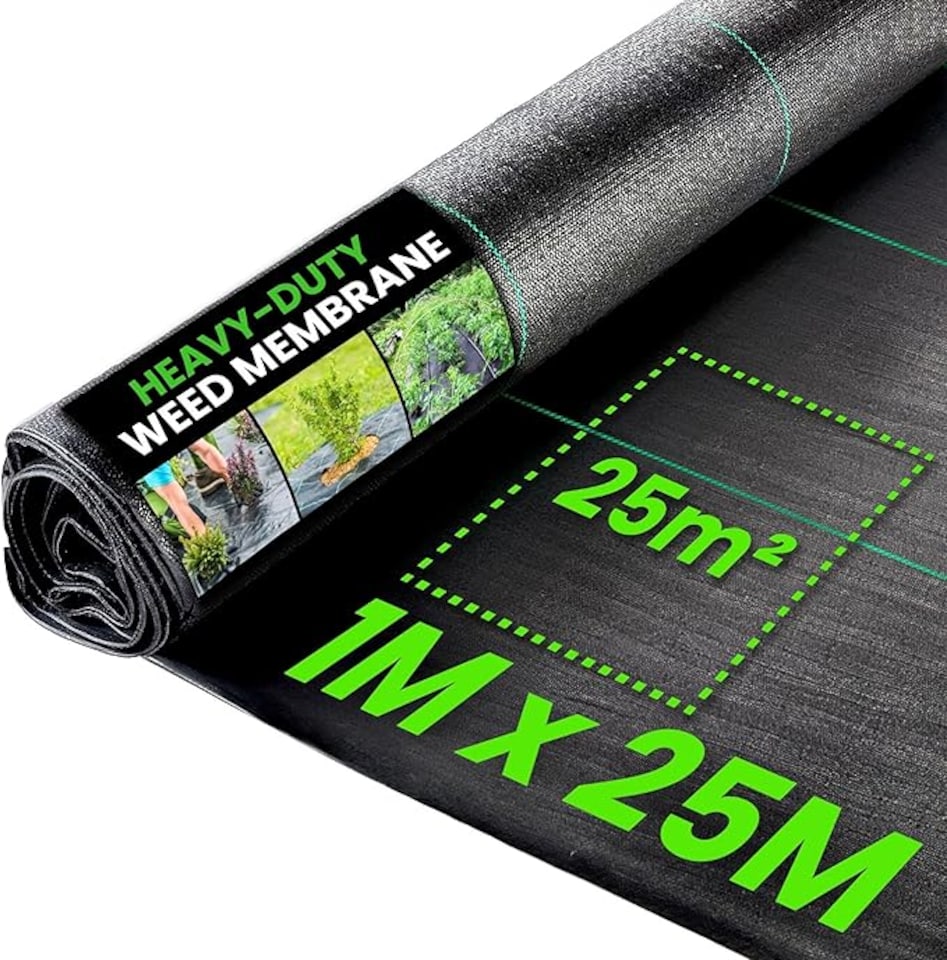image 1 of Heavy Duty Weed Control Fabric - Landscape Membrane for Garden, Patios & Flower Beds | Black | 1m x 25m