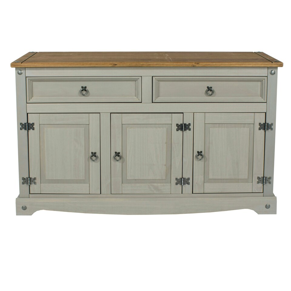 image 1 of Core Products Corona Grey Premium Medium Sideboard With 3 Doors & 2 Drawers H80.6cm x W132.0cm x D43.0cm Grey