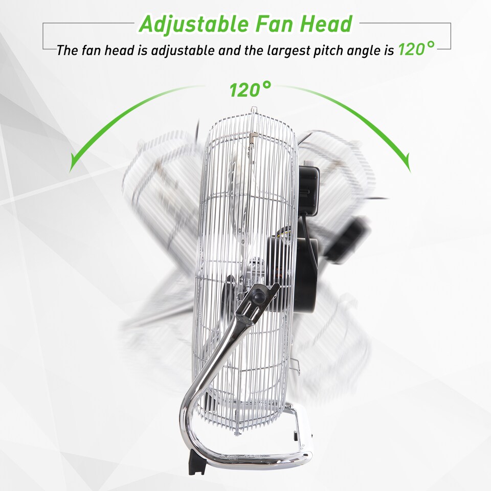 image 1 of HOMCOM 20 Chrome Metal Floor Fan with Tilting, High Velocity, 3 Speed, Portable Gym Fan for Home Office, Silver