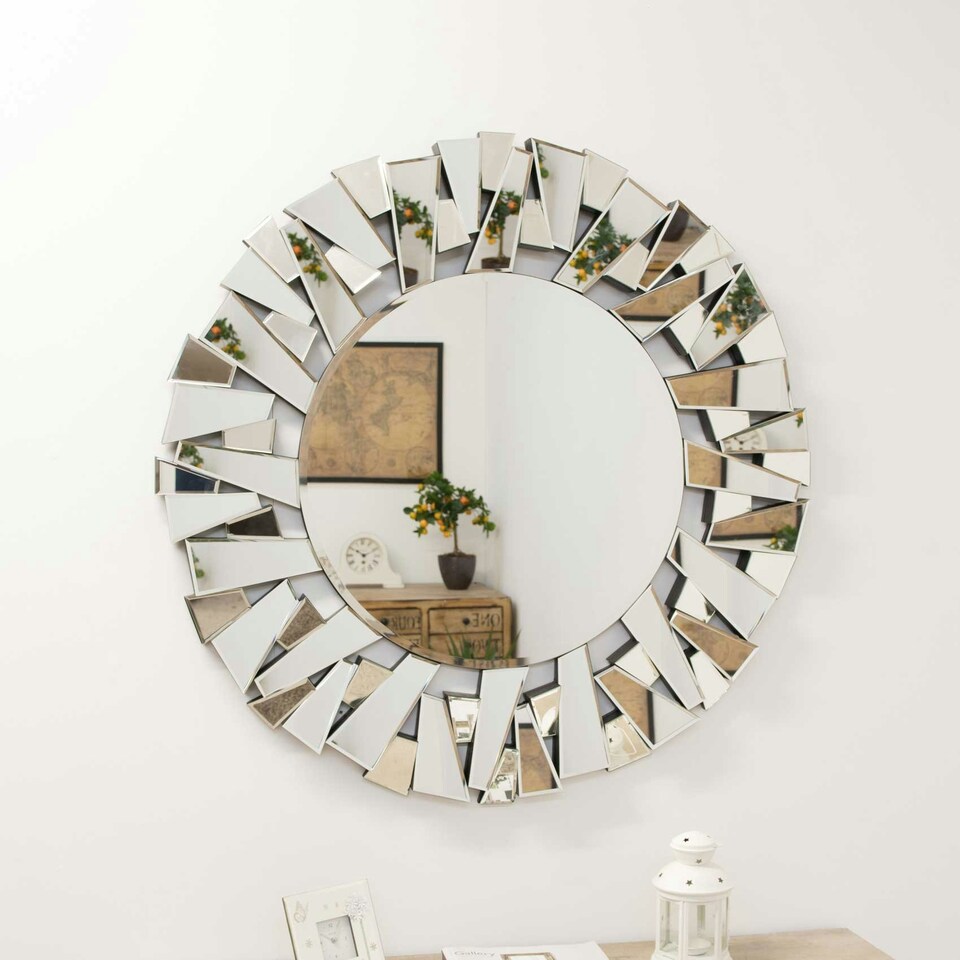 image 1 of All Glass Modern Segmented Round Mirror 98 x 98 CM N/A