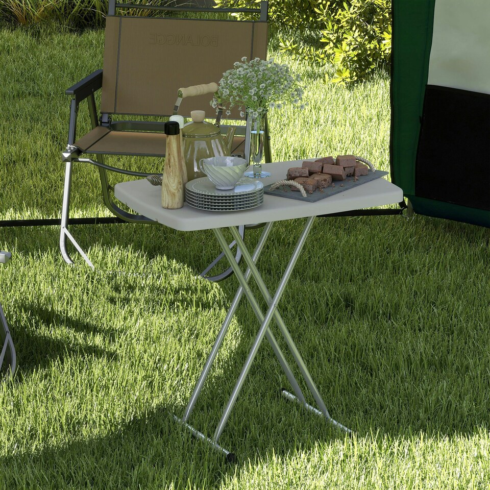 image 1 of Outsunny Folding Coffee Table, Height Adjustable Picnic Table, Charcoal Grey