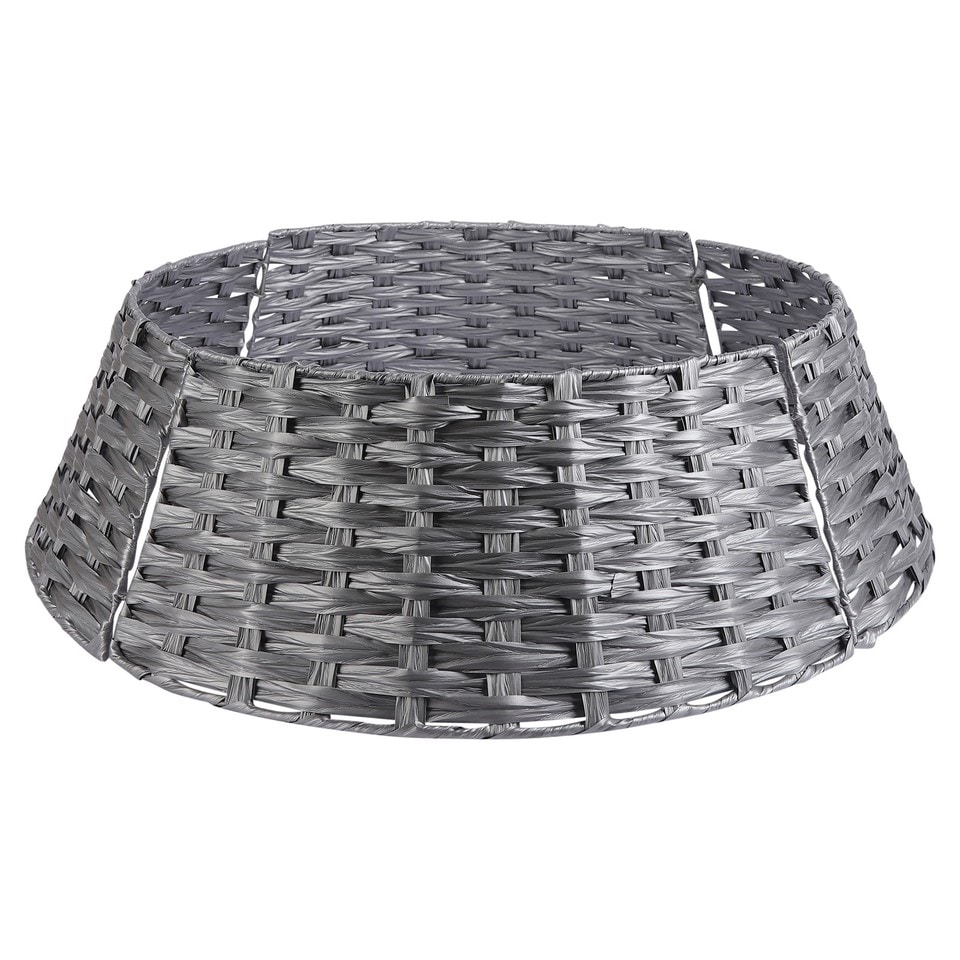 image 1 of 76cm Christmas Xmas Tree Skirt Round Decorative Festive Base Stand Cover 4 Pcs | Silver | Silver
