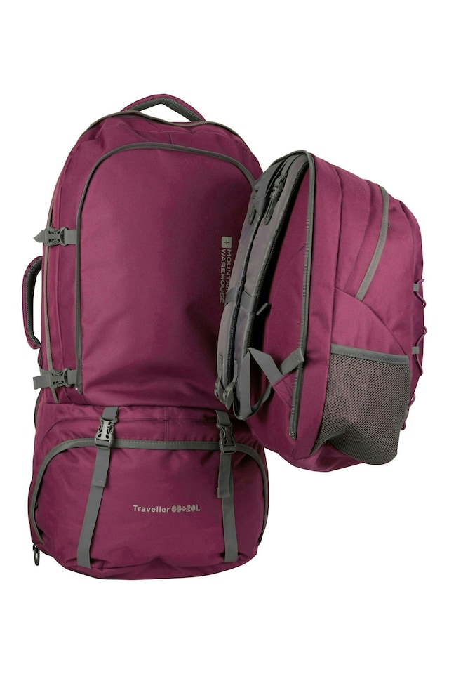 image 1 of Mountain Warehouse Unisex Traveller 60 + 20L Rucksack Durable Sports Backpack | Purple | Purple