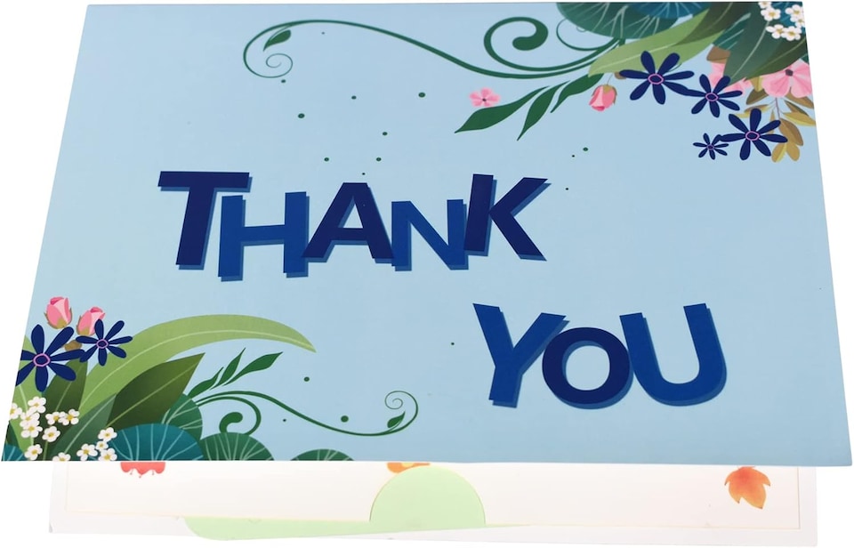 image 1 of Lettering with Floral Blooms 3D Pop Up Thank You Card