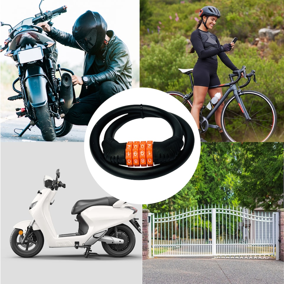image 1 of 4 Digit Combination Heavy-Duty Cable Lock, Push Lock - 65cm