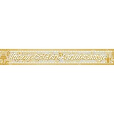 Amscan Golden (50th) Wedding Anniversary Banner - Gold/White - One Size