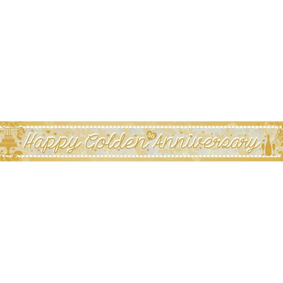 Amscan Golden (50th) Wedding Anniversary Banner - Gold/White - One Size
