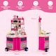 image 2 of COSTWAY Kids Kitchen Playset Corner Play Kitchen with Realistic Sounds-Pink