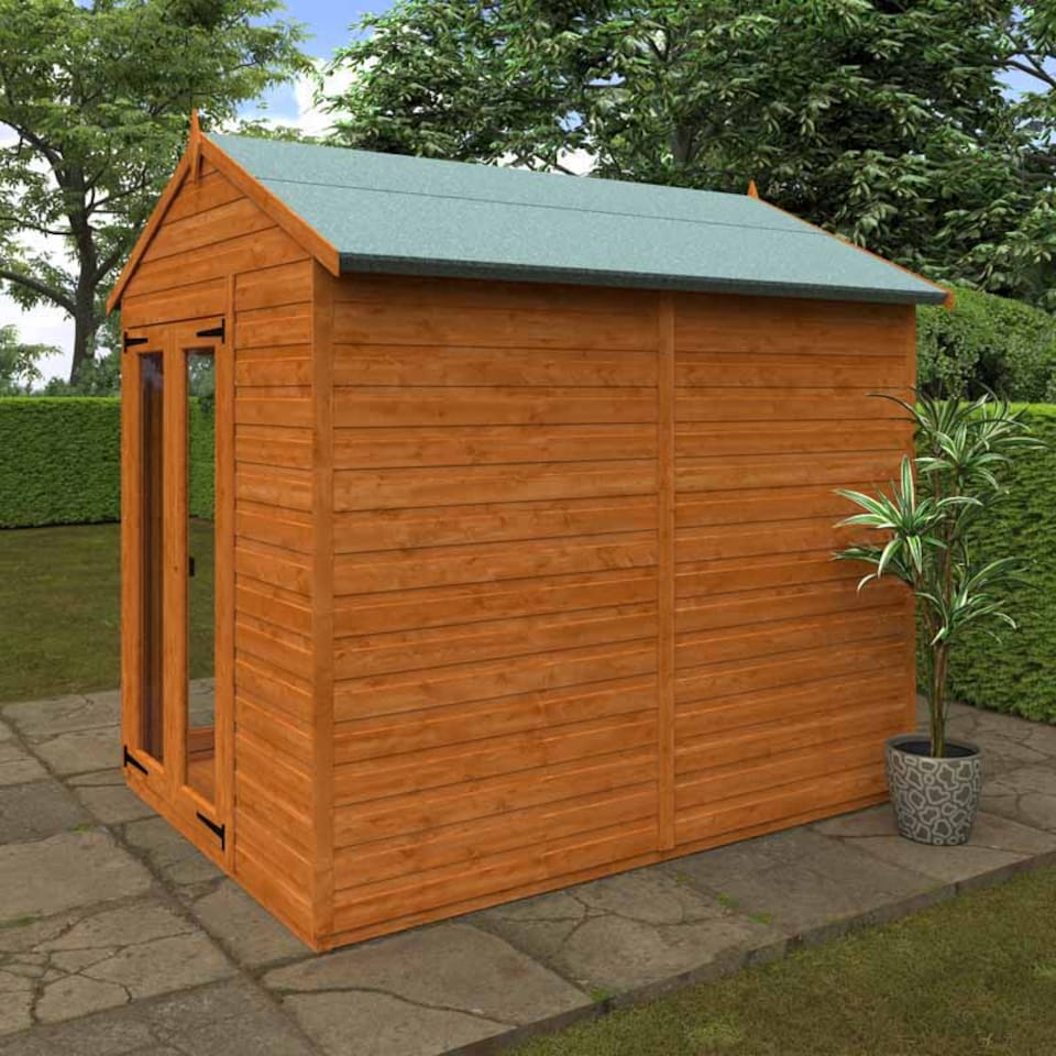 image 1 of 8x6 Flex Apex Full Pane Summerhouse 12mm Flex - L238.8 x W175 x H23.32 cm - Solid Wood/Softwood/Pine - Burnt Orange