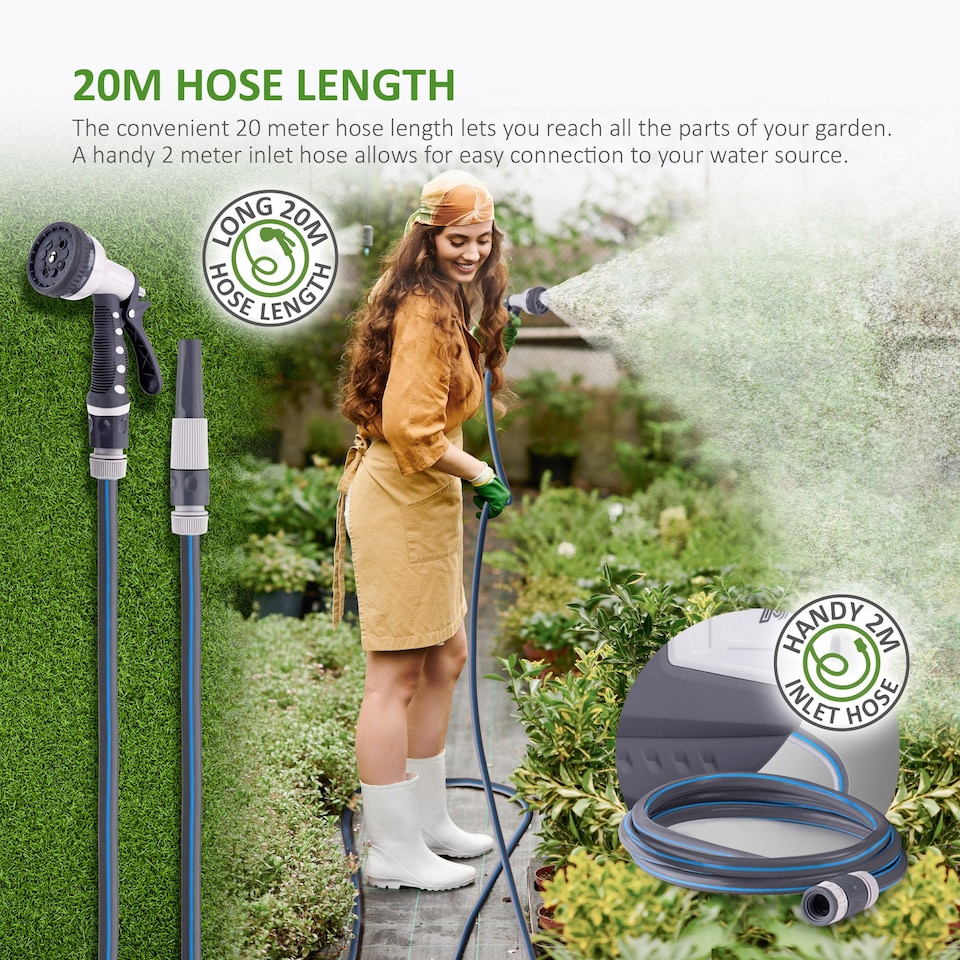 image 1 of NETTA Retractable Hose Reel with Auto Rewind, 180° Swivel and 9-Function Spray Gun