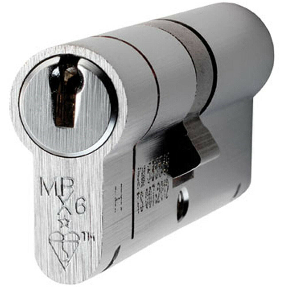 Loops 70mm EURO Double Cylinder Lock Keyed to Differ 6 Pin Satin Chrome Door