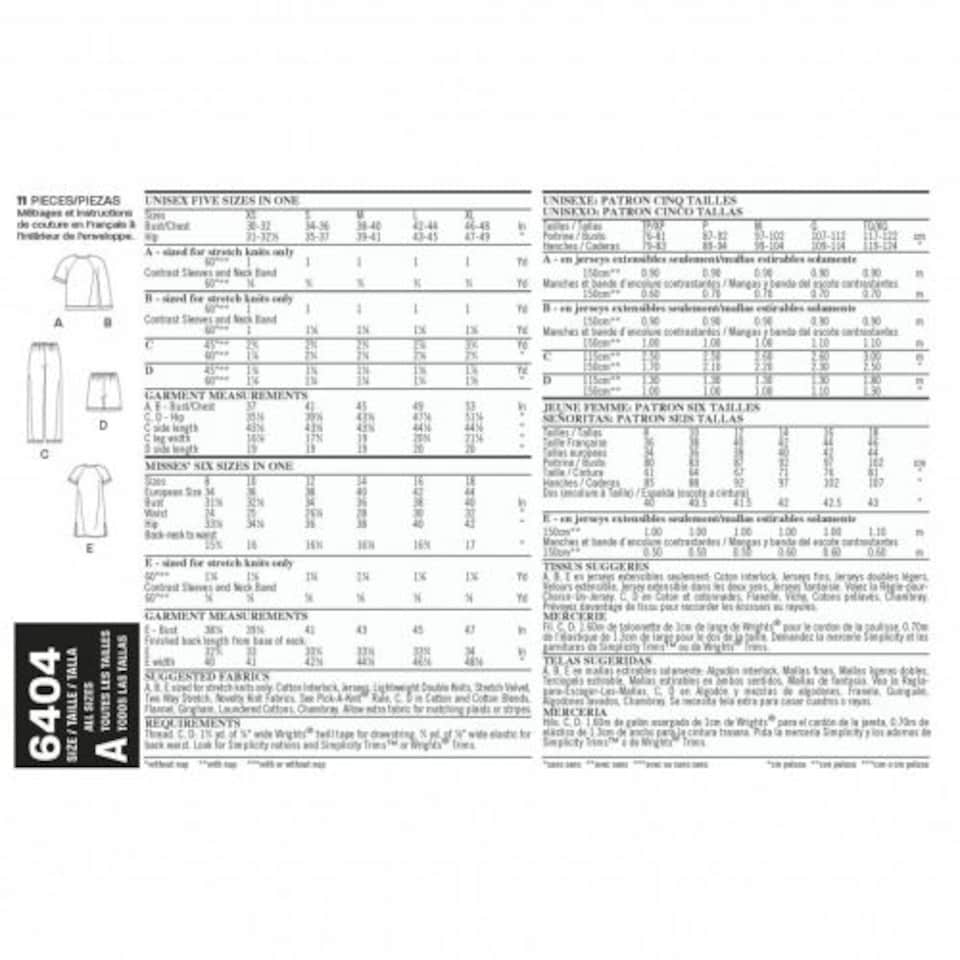 image 1 of New Look 6404 Paper Sewing Pattern – Men’s & Women’s Dresses, Trousers, Pyjamas & Tops, A (All Sizes), Beginner
