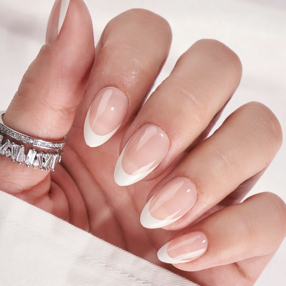 image 1 of Everyday Elegance - Press On Nails Pink | white