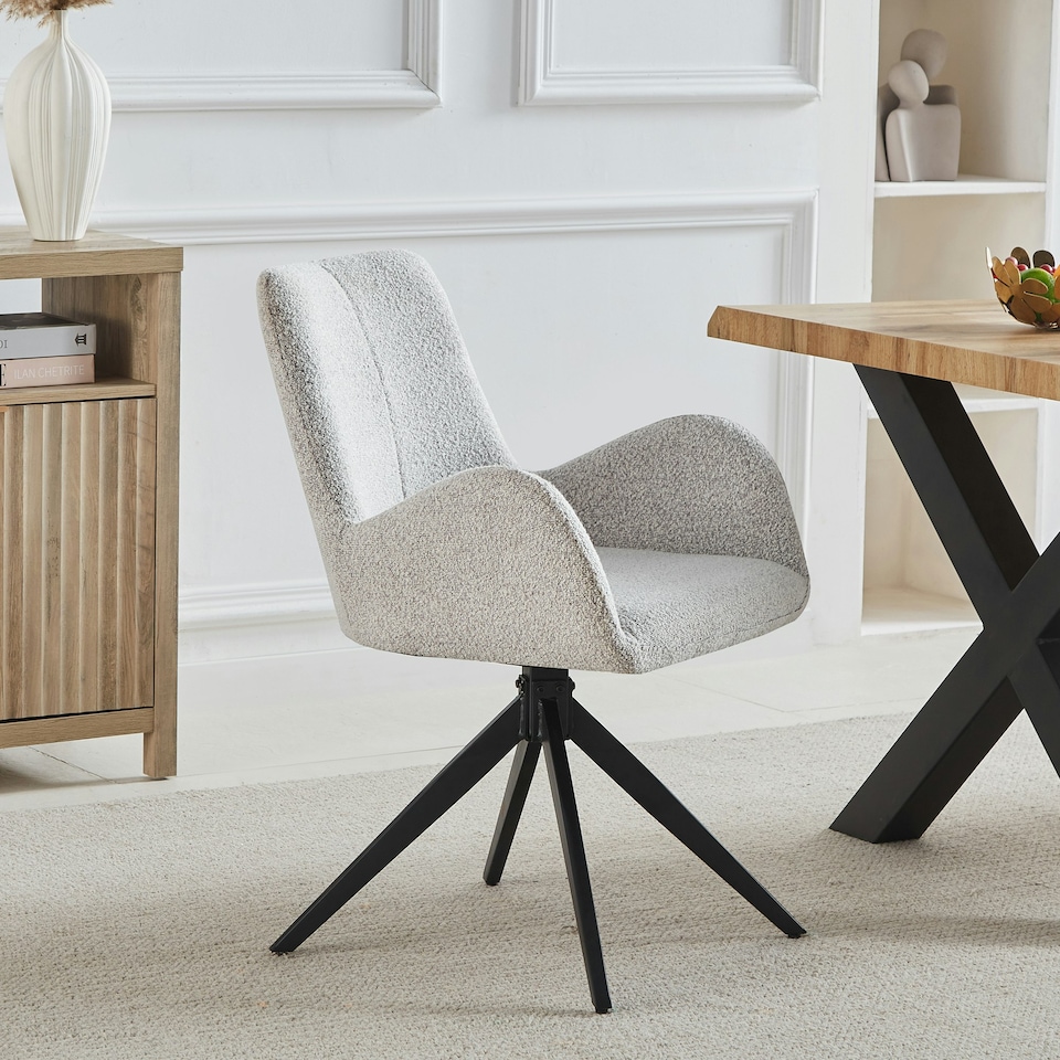 image 1 of Set of 2 Giarre Fabric Dining Chairs - Beige